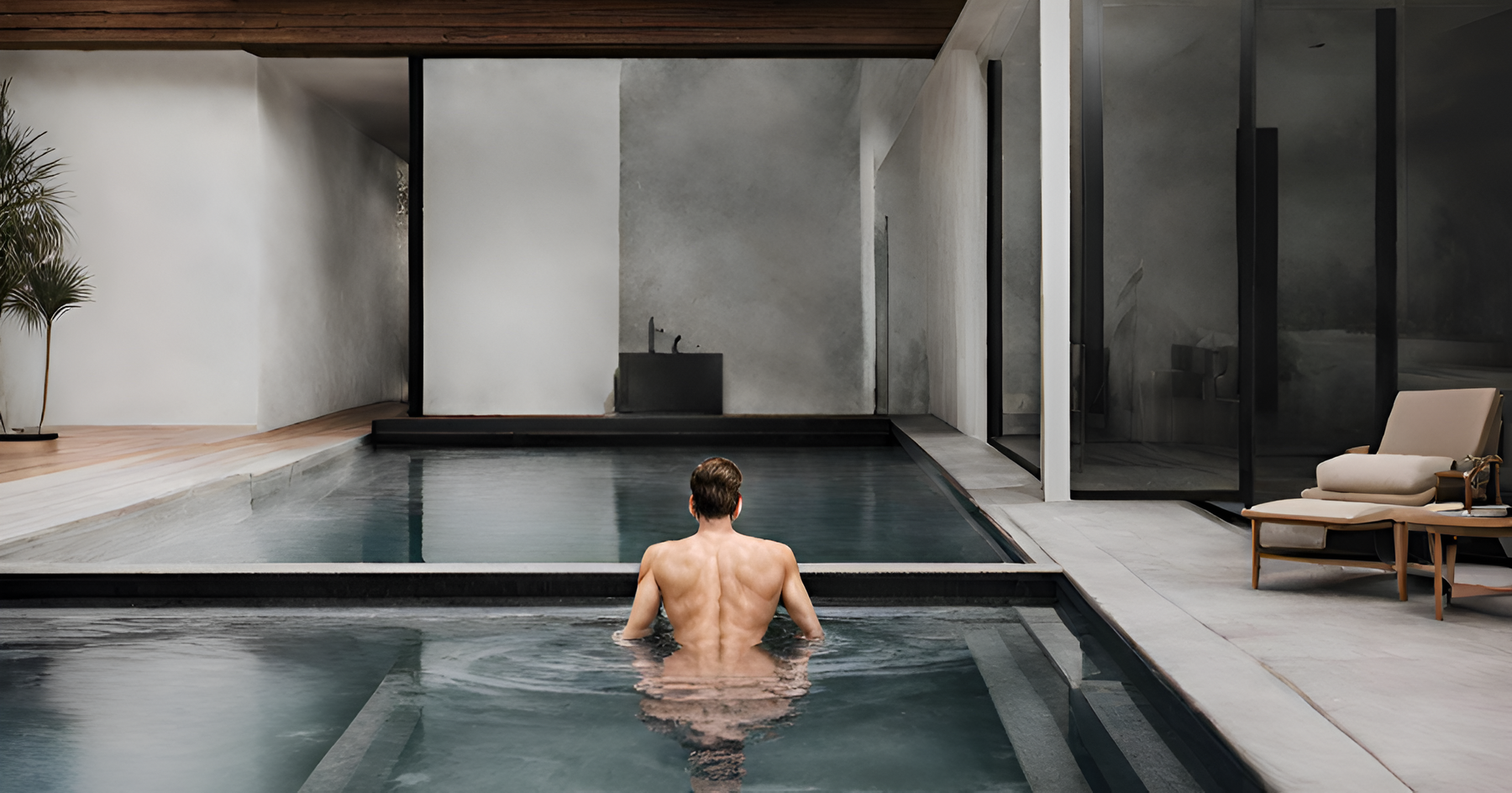 Man Taking a Cold Plunge after Workout