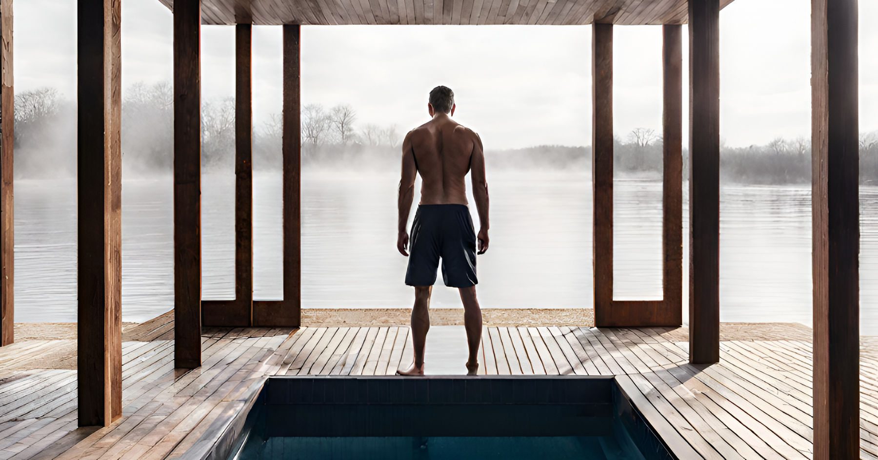 Man Standing on a Cold Pool